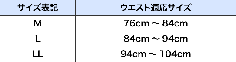 ウェスト対応サイズ